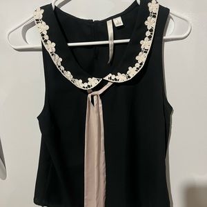 LC Lauren Conrad black with white/light pink tie size S